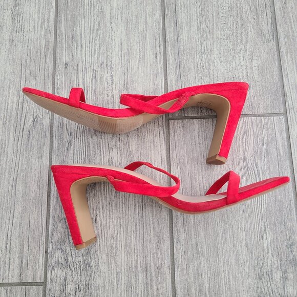 The Drop Avery Women's Red Suede Strappy Square-Toe Heeled Sandals Size 10 - Picture 8 of 12